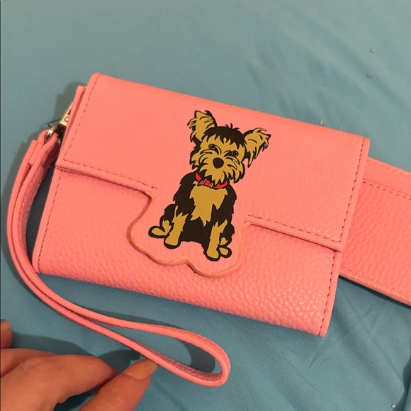 Marc Tetro Charming Pink Dog Print Wristlet - Picture 1 of 5